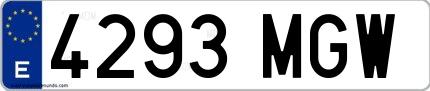 Ejemplo de matrícula española 4293 MGW
