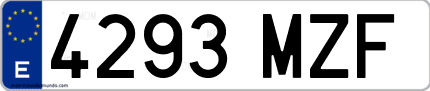 Ejemplo de matrícula de coche ordinaria 4293 MZF