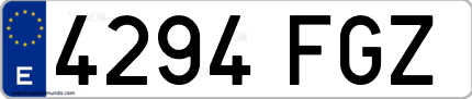 Ejemplo de matrícula de coche ordinaria 4294 FGZ