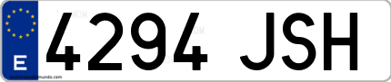 Ejemplo de matrícula de coche ordinaria 4294 JSH