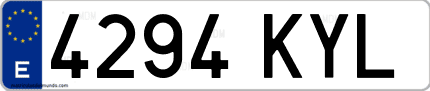 Ejemplo de matrícula de coche ordinaria 4294 KYL