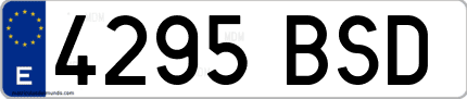 Ejemplo de matrícula de coche ordinaria 4295 BSD