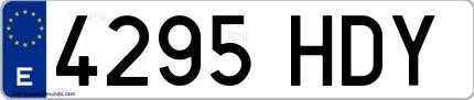 Ejemplo de matrícula española 4295 HDY