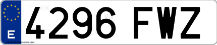 Ejemplo de matrícula de coche ordinaria 4296 FWZ
