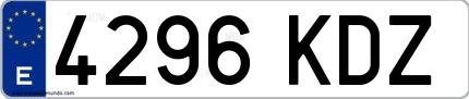 Ejemplo de matrícula española 4296 KDZ