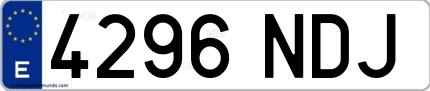 Ejemplo de matrícula española 4296 NDJ