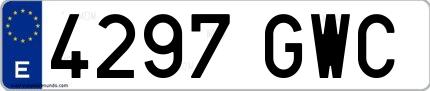 Ejemplo de matrícula española 4297 GWC