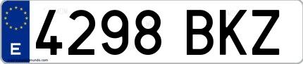 Ejemplo de matrícula española 4298 BKZ
