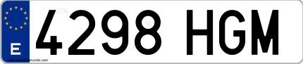 Ejemplo de matrícula española 4298 HGM