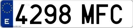 Ejemplo de matrícula española 4298 MFC