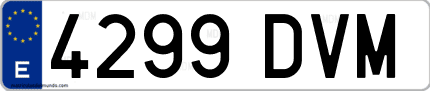 Ejemplo de matrícula de coche ordinaria 4299 DVM