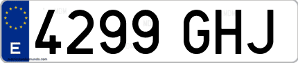 Ejemplo de matrícula de coche ordinaria 4299 GHJ