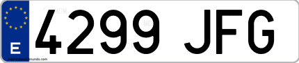 Ejemplo de matrícula de coche ordinaria 4299 JFG