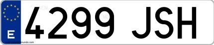 Ejemplo de matrícula española 4299 JSH