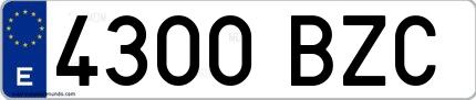 Ejemplo de matrícula española 4300 BZC