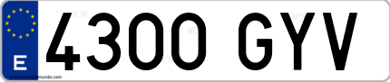 Ejemplo de matrícula de coche ordinaria 4300 GYV