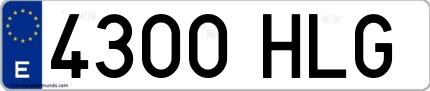Ejemplo de matrícula española 4300 HLG