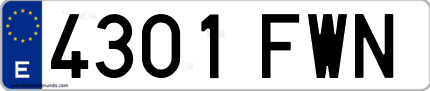 Ejemplo de matrícula de coche ordinaria 4301 FWN