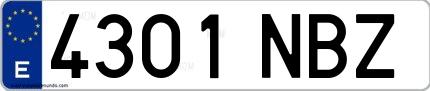 Ejemplo de matrícula española 4301 NBZ
