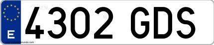 Ejemplo de matrícula española 4302 GDS