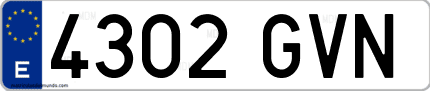Ejemplo de matrícula de coche ordinaria 4302 GVN