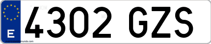 Ejemplo de matrícula de coche ordinaria 4302 GZS
