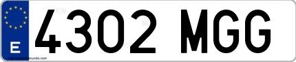 Ejemplo de matrícula española 4302 MGG