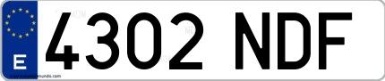 Ejemplo de matrícula española 4302 NDF