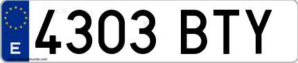 Ejemplo de matrícula de coche ordinaria 4303 BTY