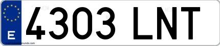 Ejemplo de matrícula española 4303 LNT