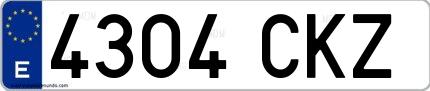Ejemplo de matrícula de coche ordinaria 4304 CKZ