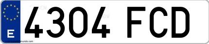 Ejemplo de matrícula española 4304 FCD