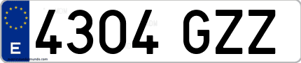 Ejemplo de matrícula de coche ordinaria 4304 GZZ