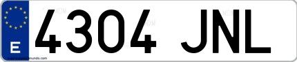 Ejemplo de matrícula española 4304 JNL
