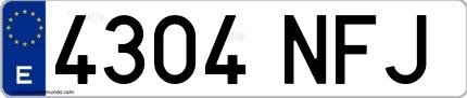 Ejemplo de matrícula española 4304 NFJ