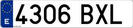 Ejemplo de matrícula de coche ordinaria 4306 BXL