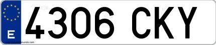 Ejemplo de matrícula española 4306 CKY