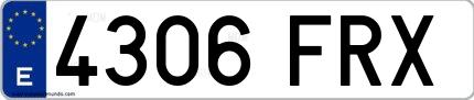 Ejemplo de matrícula española 4306 FRX