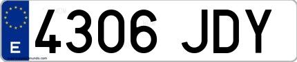 Ejemplo de matrícula española 4306 JDY