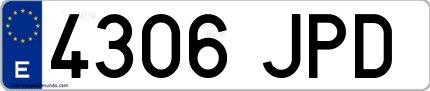 Ejemplo de matrícula española 4306 JPD