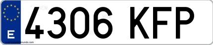 Ejemplo de matrícula española 4306 KFP