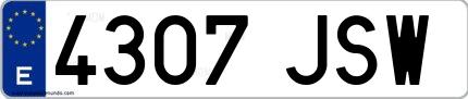 Ejemplo de matrícula española 4307 JSW