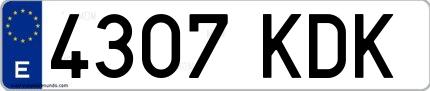 Ejemplo de matrícula española 4307 KDK