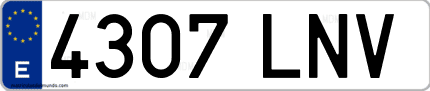 Ejemplo de matrícula de coche ordinaria 4307 LNV