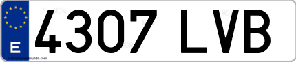 Ejemplo de matrícula de coche ordinaria 4307 LVB