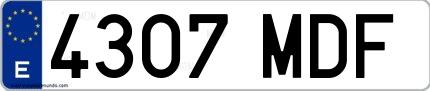 Ejemplo de matrícula española 4307 MDF
