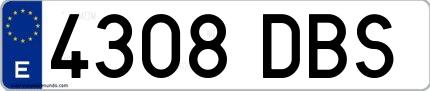 Ejemplo de matrícula española 4308 DBS