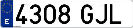 Ejemplo de matrícula española 4308 GJL