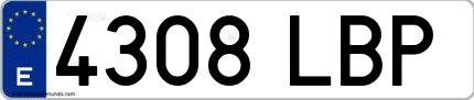 Ejemplo de matrícula española 4308 LBP