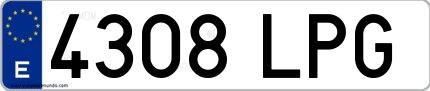 Ejemplo de matrícula española 4308 LPG